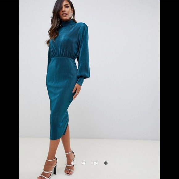 asos plisse midi dress